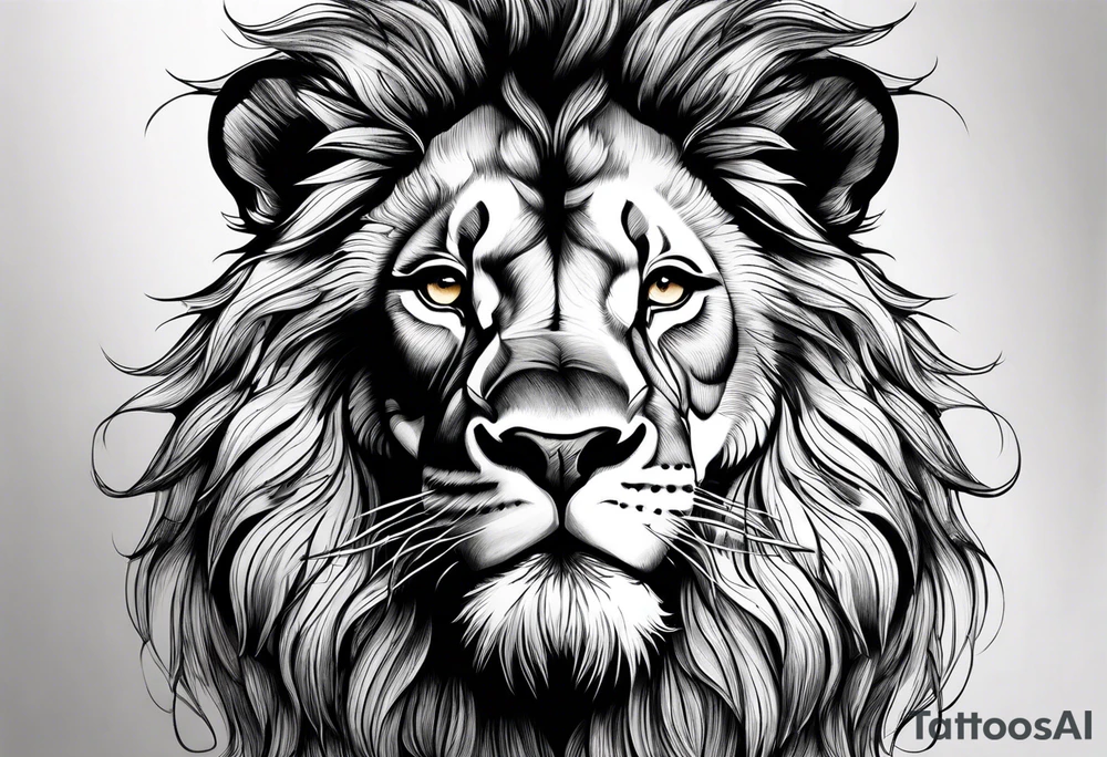 powerful majestic lion, close-up tattoo idea