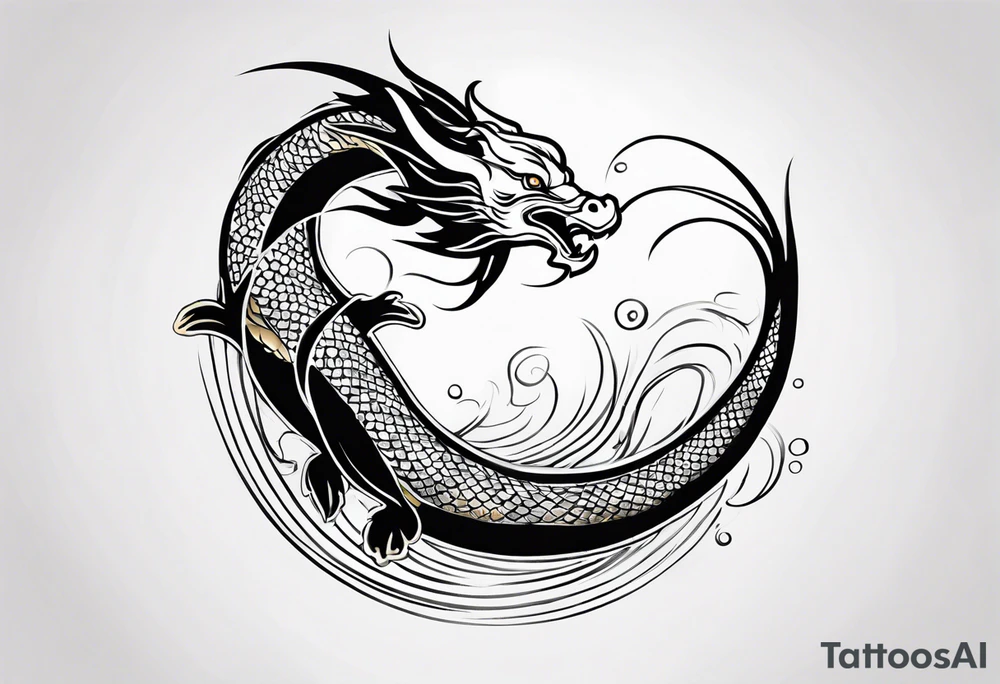 I want a dragon tattoo In gold and black for the story of koi fish tattoo tattoo idea