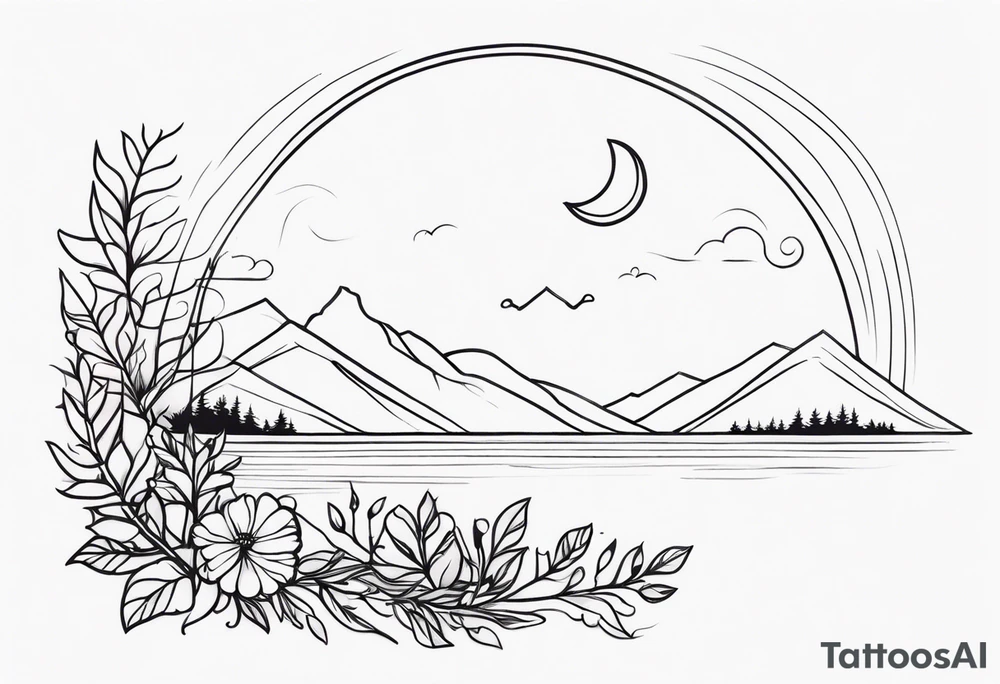 Horizontal tattoo inspired by nature that will go across thigh tattoo idea