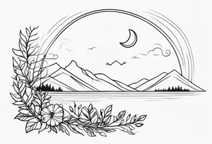 Horizontal tattoo inspired by nature that will go across thigh tattoo idea