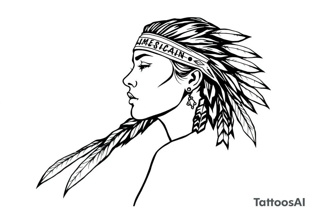 Female Native American side pose tattoo idea