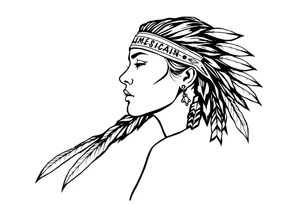 Female Native American side pose tattoo idea