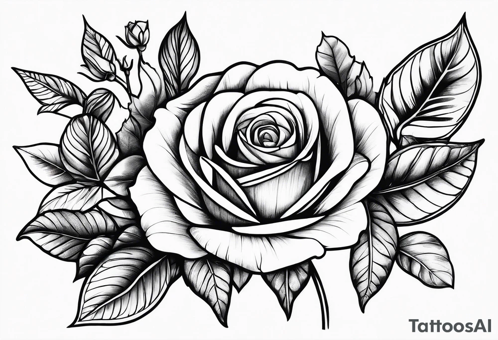 roses and leaves tattoo idea