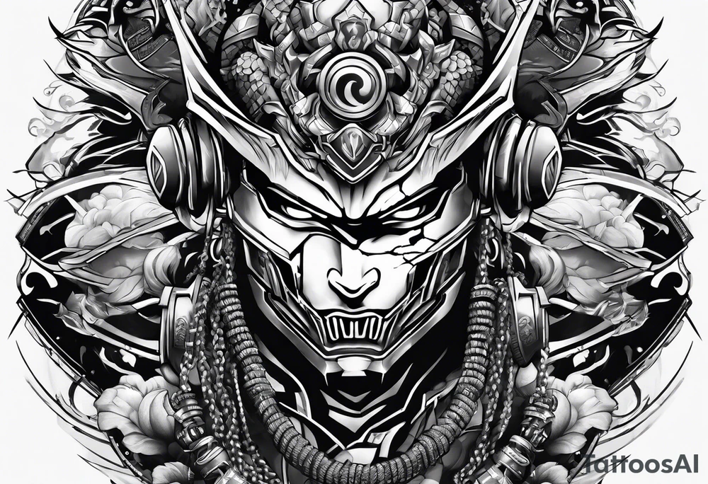 Angry Male Modern robot ninja tattoo idea