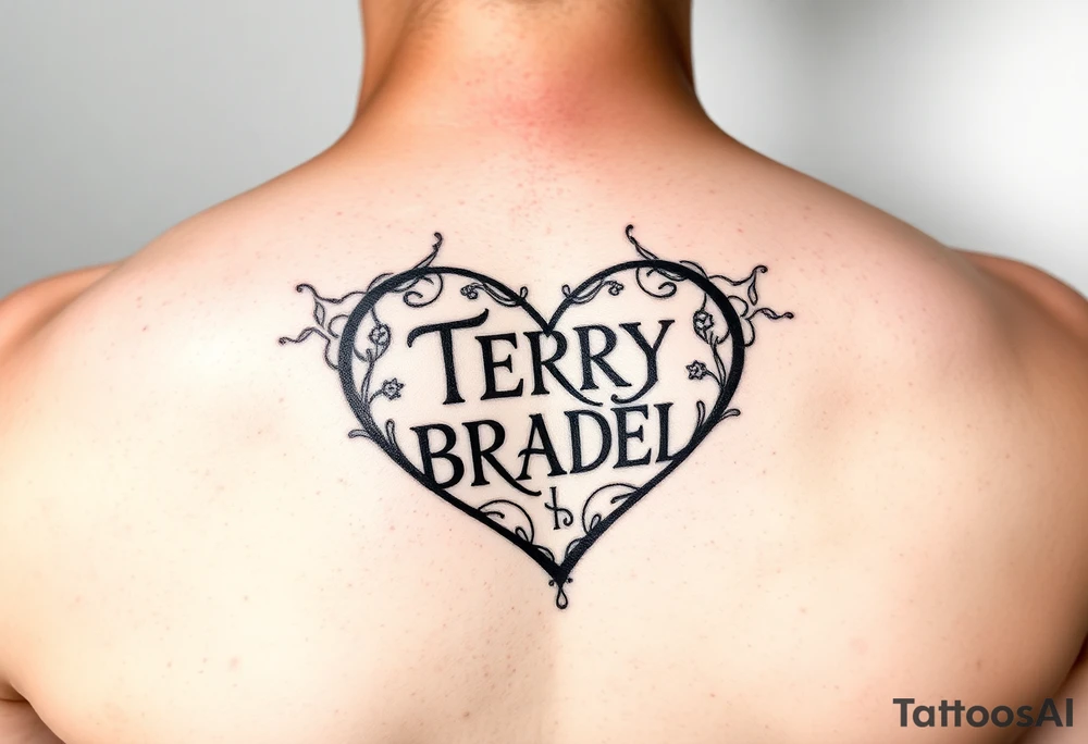 A heart shaped by the words TERRY BRADLEY tattoo idea