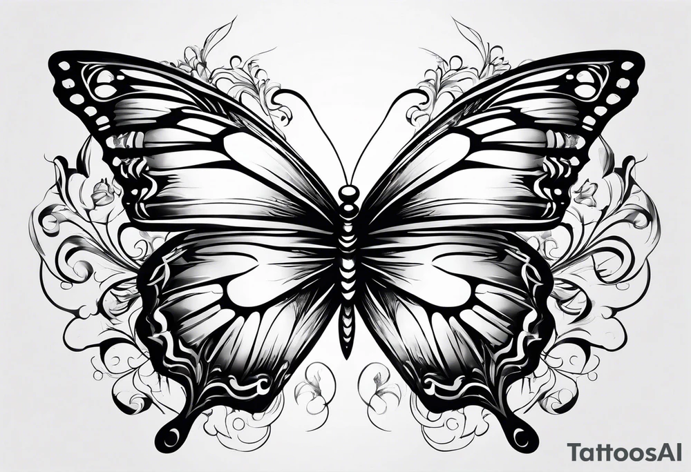 Butterfly with one Angel wing tattoo idea