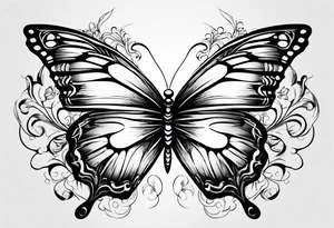 Butterfly with one Angel wing tattoo idea
