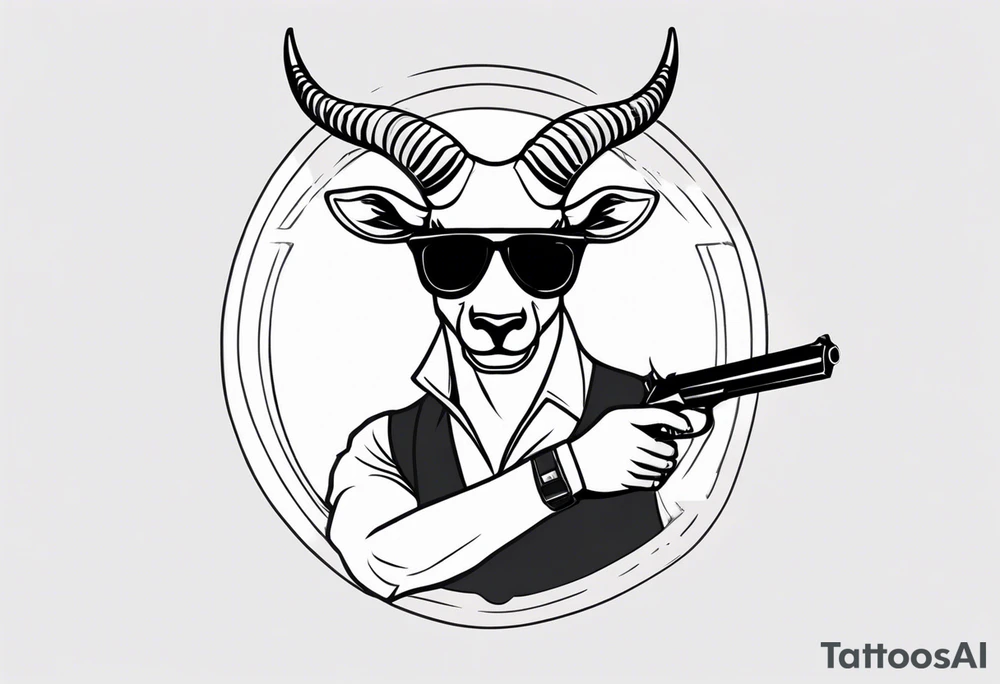 capricorn man with sunglasses and gun tattoo idea