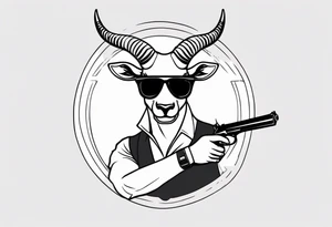 capricorn man with sunglasses and gun tattoo idea