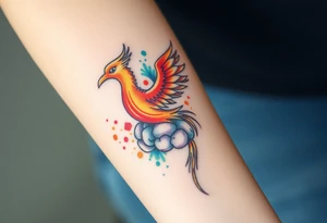 A phoenix rising out of a brain looking powerful tattoo idea
