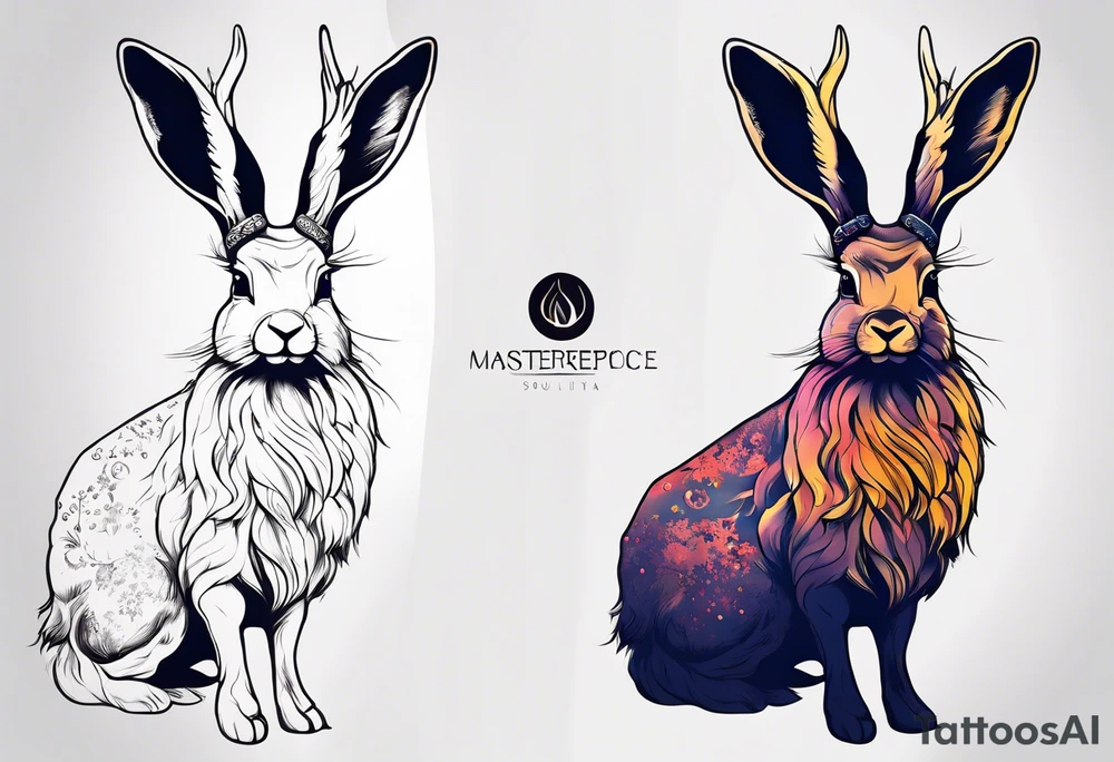 jackalope  silhouette portrait tattoo idea