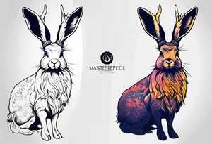 jackalope  silhouette portrait tattoo idea