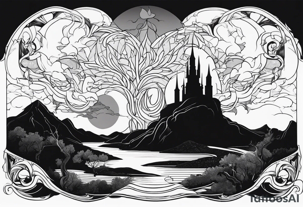 Constantine, angels, demons, landscape tattoo idea
