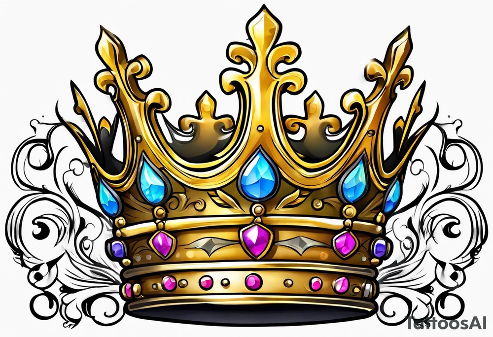 queen's golden crown tattoo idea