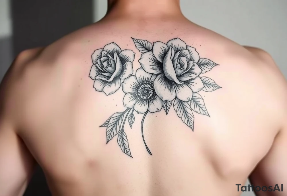 Floral tattoo showing the dissonance between a people pleaser and a rebel tattoo idea