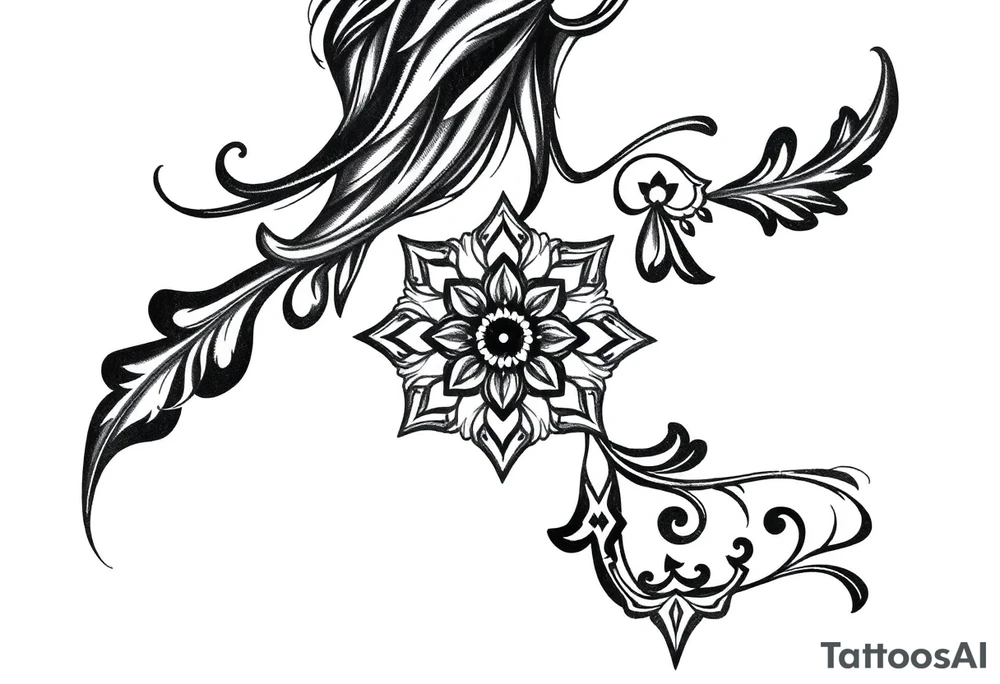 mytical shaman and witch ancient ornament with rhyme tattoo idea