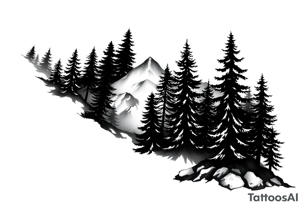 Coniferouse forest silhouette around the forearm a tattoo tattoo idea
