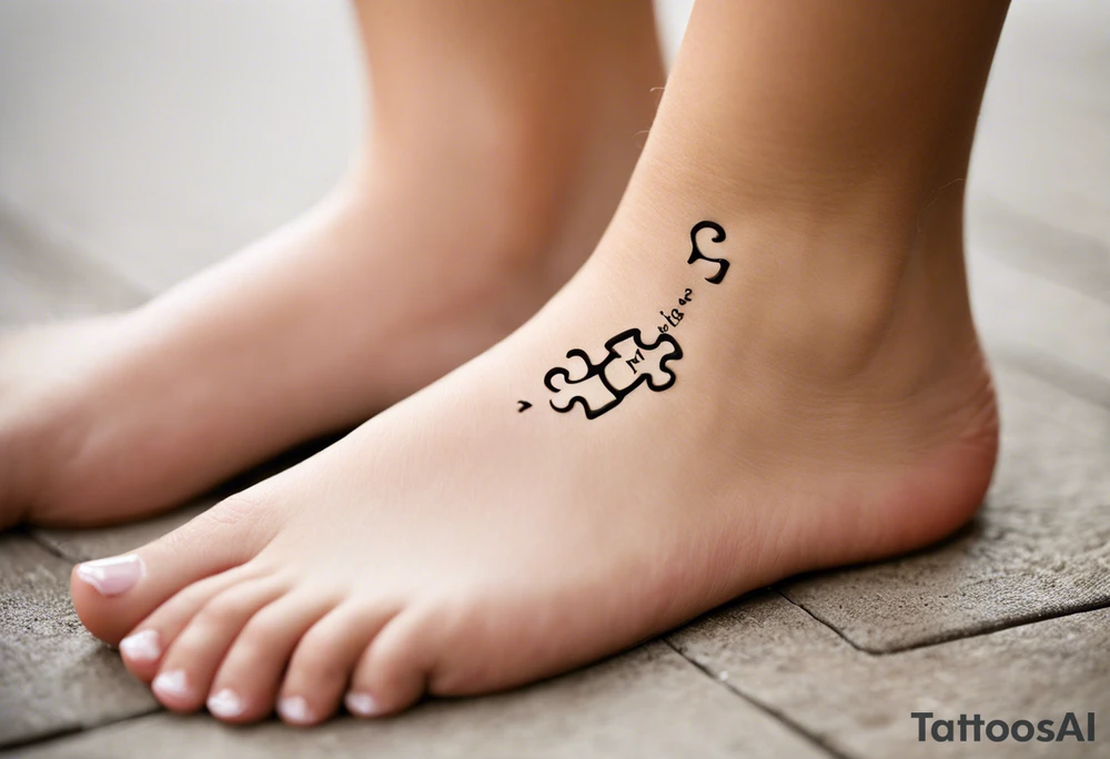 Puzzle Piece: A fine, clean outline with no shading, keeping the design light and elegant. Two pieces connected. 
Handwritten Text: inside the puzzle piece, your sister’s words “to my favorite sister,” carefully preserving the integrity of her handwriting.
This will create a balanced, meaningful design that's simple yet full of emotion—perfect for a small ankle tattoo. tattoo idea