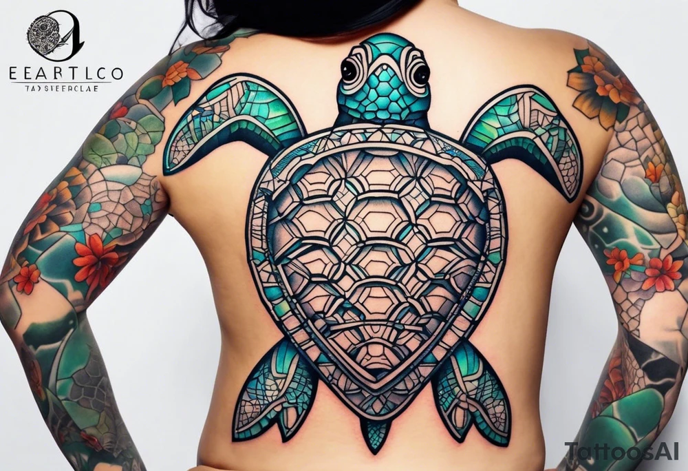 Geometric seaturtle tattoo idea