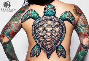 Geometric seaturtle tattoo idea