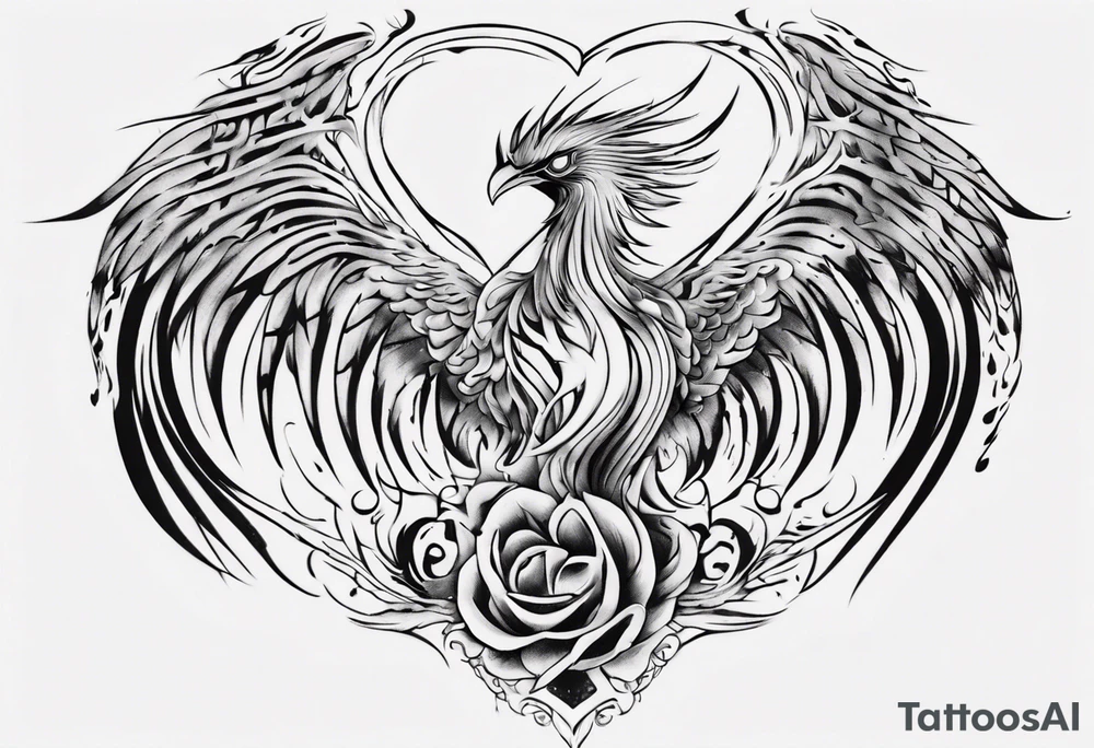 Phoenix heart tattoo idea
