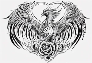 Phoenix heart tattoo idea