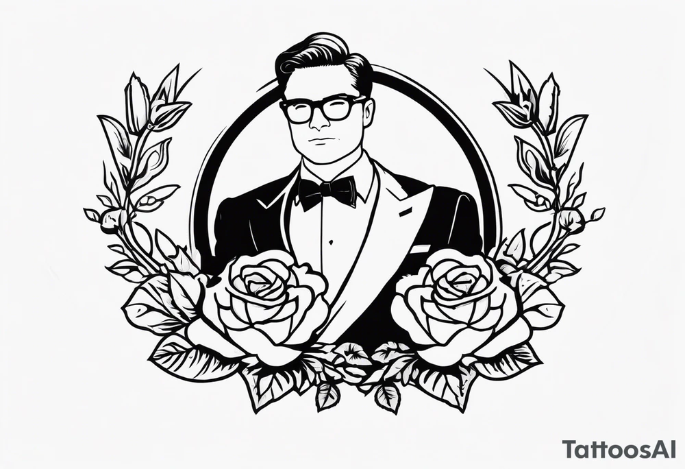 Logo de la pelicula kingsman con rosas tattoo idea