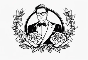 Logo de la pelicula kingsman con rosas tattoo idea