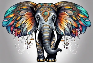 cute elephant with wings tattoo idea