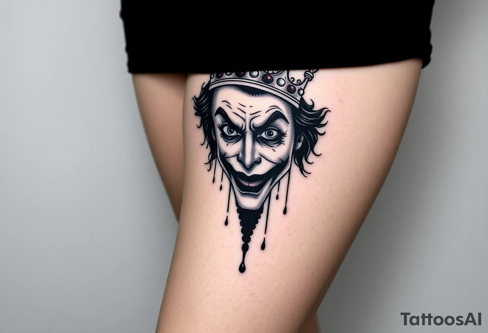 Why so serious joker with crown, dripping tattoo idea