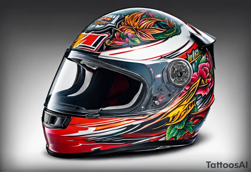 Formula 1 one helment inspired in Miami tattoo idea