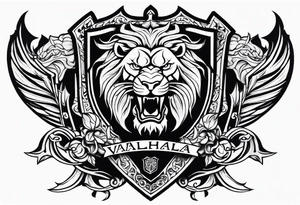 Valhalla sword shield lion dragon tattoo idea