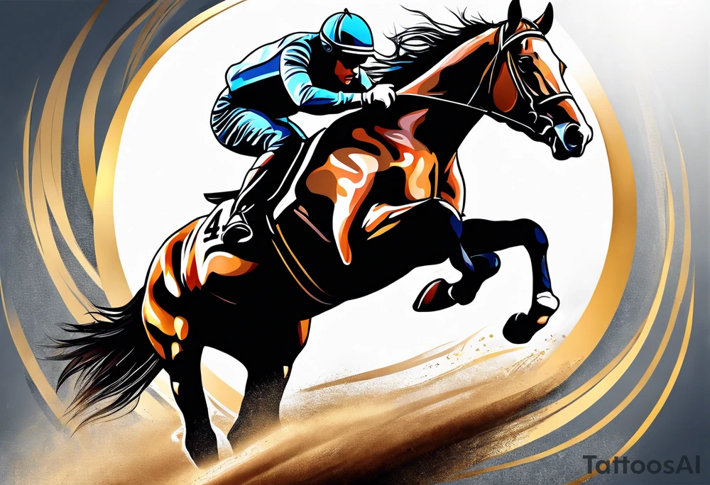 horse with racetrack and sun tattoo idea