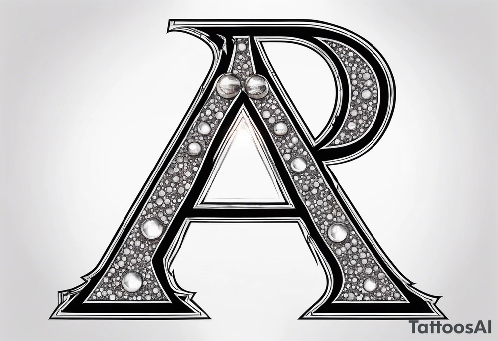 Illuminated letter A With disco ball theme tattoo idea