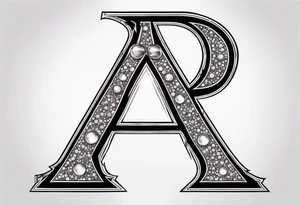 Illuminated letter A With disco ball theme tattoo idea