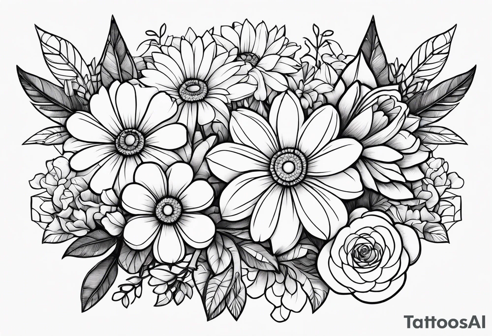 Flowers and lego tattoo idea