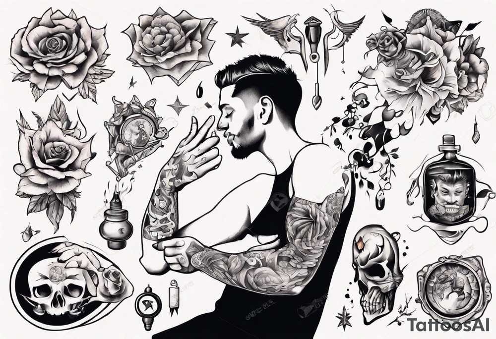 man getting tattooed by a woman tattoo idea