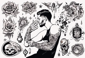 man getting tattooed by a woman tattoo idea