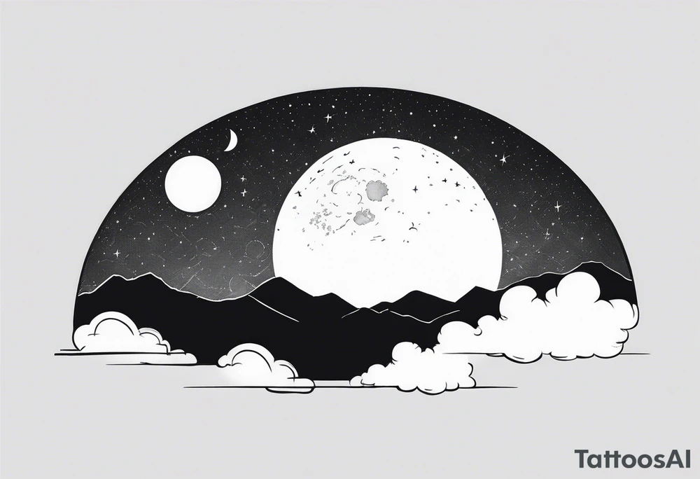 Picture of the night sky with moon tattoo idea