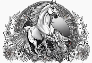 Realistic Horse and Yggdrasil tattoo idea