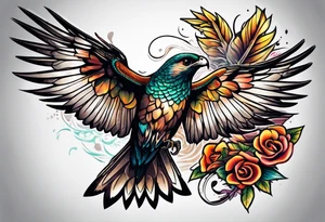 hawk and hummingbird tattoo idea
