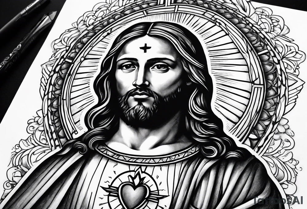 sacred heart of jesus tattoo idea