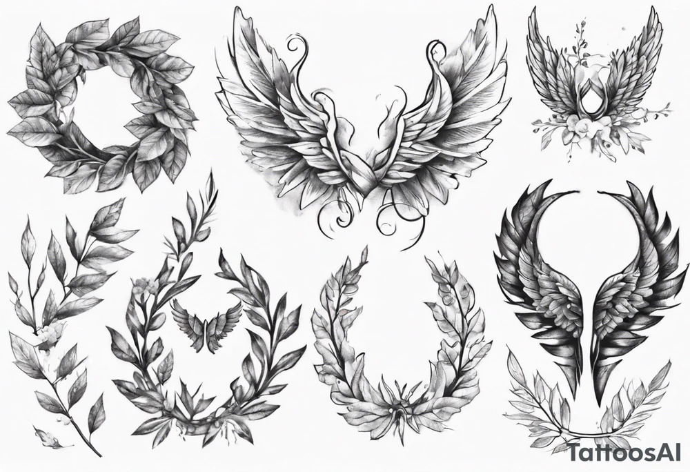 wreath leaves Wings tattoo idea