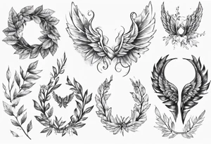wreath leaves Wings tattoo idea