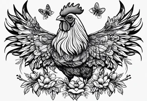 Chicken, bear, bug together as family tattoo idea