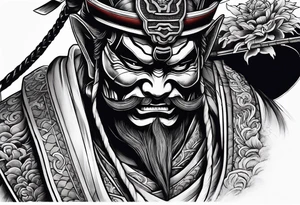 Samurai with oni mask tattoo idea