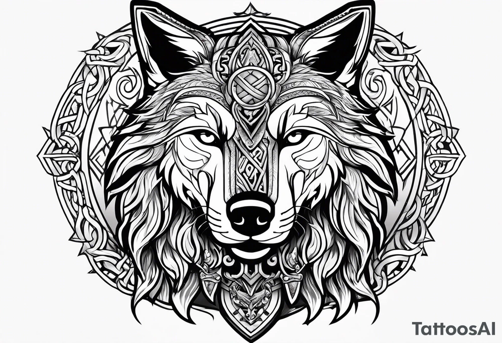 Viking wolf in a Viking style tattoo idea