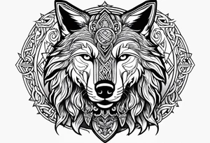 Viking wolf in a Viking style tattoo idea