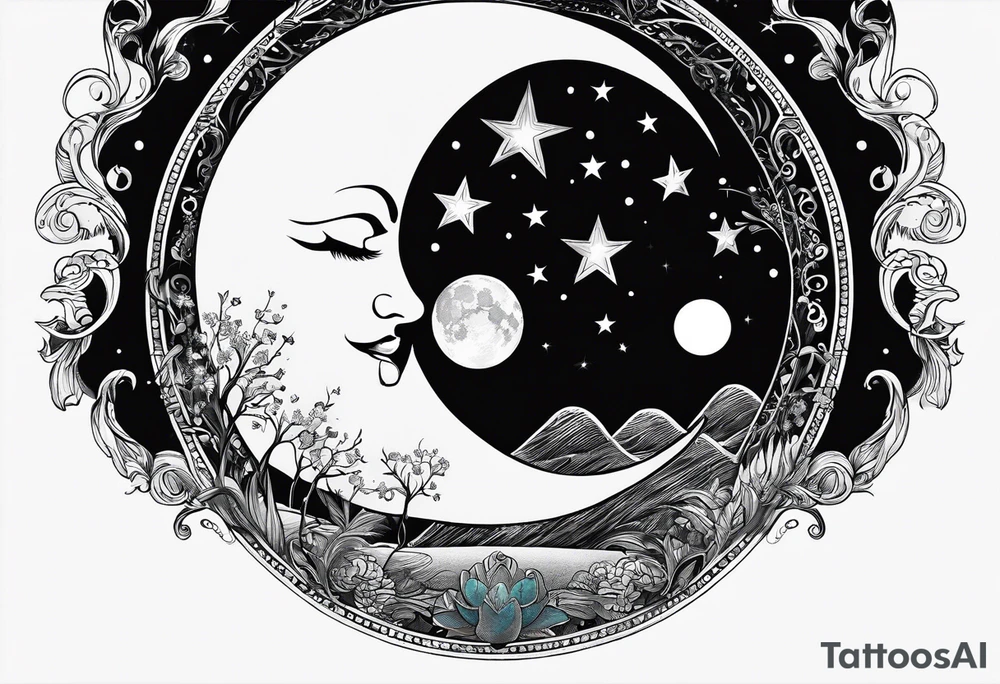 a moon made with the words “dancing in the moonlight” tattoo idea