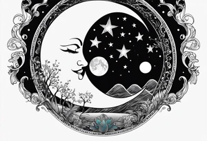 a moon made with the words “dancing in the moonlight” tattoo idea
